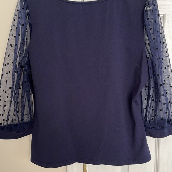 Allegra K polka dot square neck semi sheer sleeves blouse. - Picture 3 of 5